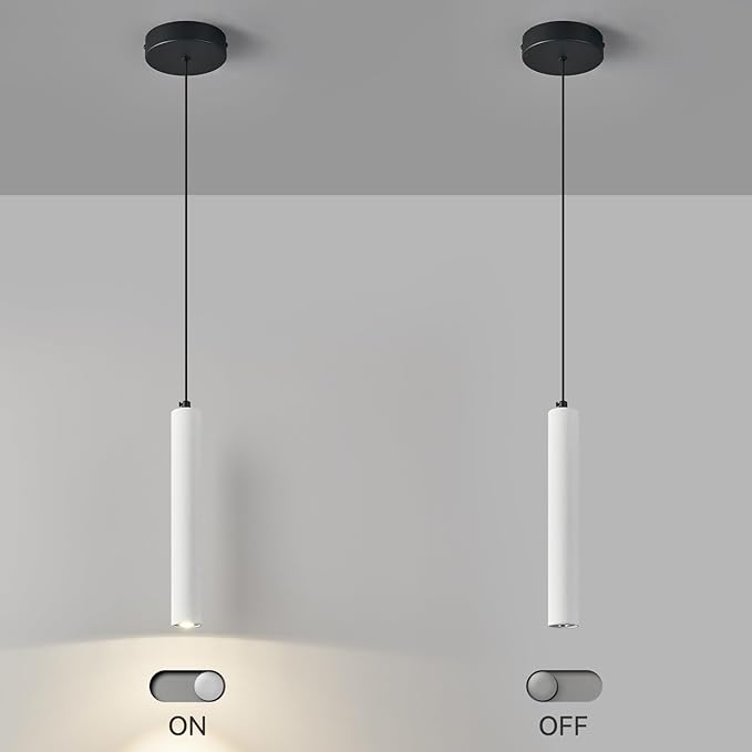 Concrete Linear White Pendant Light,Modern Industrial Hanging Cement Pendant Lighting Fixture for Kitchen Island Dinning Room Bedroom Bedside Table Pendant Lights(3-Pack)