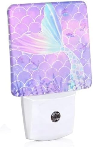 LED Night Light 2 PCS Mermaid Night Light Cute Lamp Plug-in LED Nightlights Dusk to Dawn Sensor Night Lamp for Bedroom Room Nursery Hallway Stairs Kitchen Wall Decorative