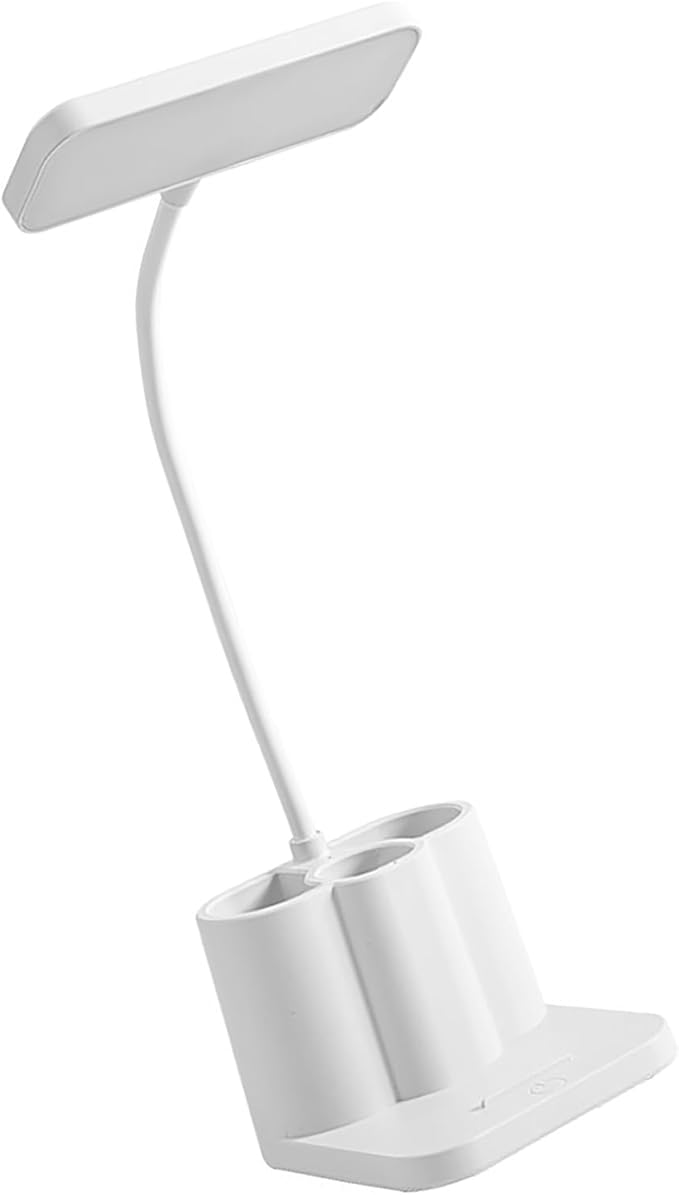 GLOGLOW LED Desk Lamp, Dimmable with Adjustable Color and Pen Holder, Eye Protection Bedside Light for Study and Office Use (Rechargeable Version)