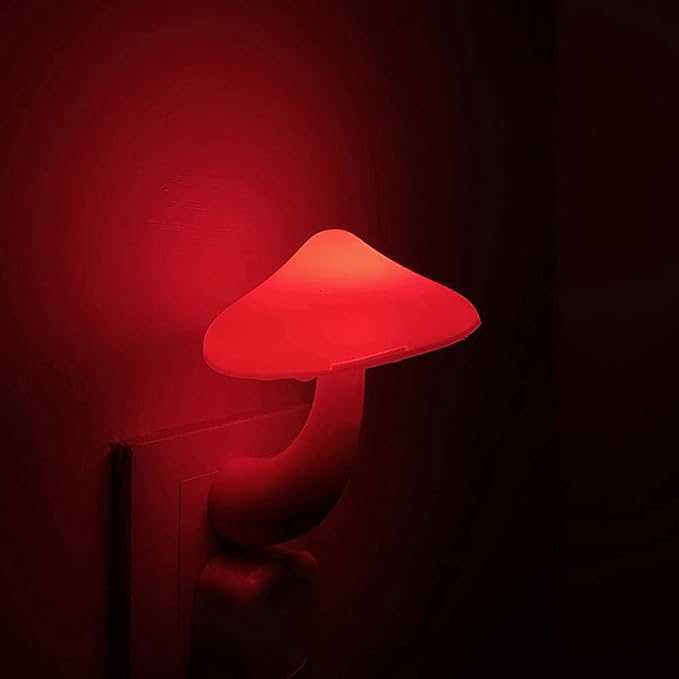 ESUPPORT Mushroom-Shaped Energy Saving Sensor LED Night Light with Plug Colorful(Average Life Expectancy 50000h) Colorful