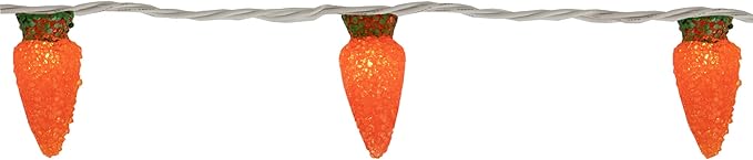 Northlight 10-Count Orange Carrot Easter String Light Set, 7.25ft White Wire