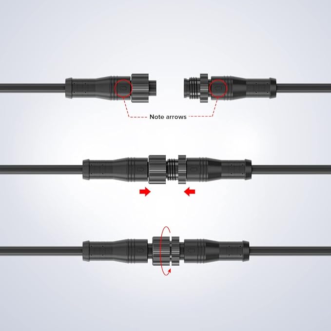 BTF-LIGHTING 6.56FT 5 Pin 0.32mm²/22AWG IP68 Extension Cable Wire with Male and Female Connectors for RGBW 4 in 1 5050 etc LED Strip 15mm Metal Nut Small Size Home Lighting Connector