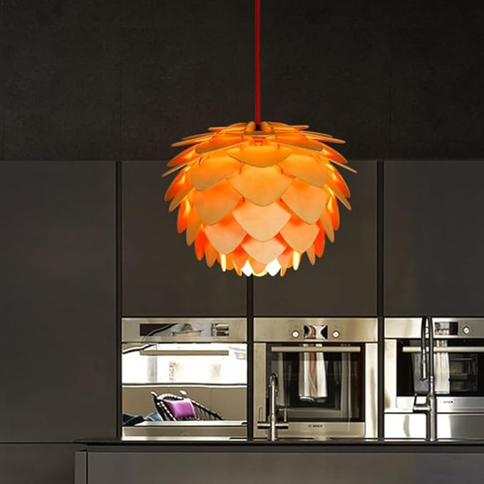 Modern Art Wooden Pinecone Pendant Lights Christmas Decorations Home Restaurant Hanging Wood Lamps Home Decorative Fixtures (18'')
