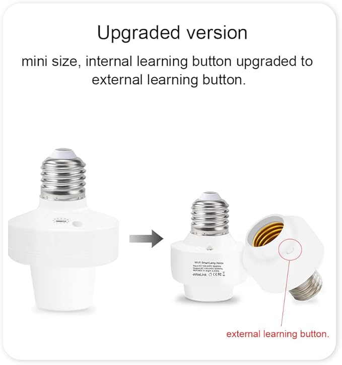 QIACHIP Smart WiFi Bulb Socket E26 E27 Light Bulb Adapter,Wireless Smart 2.4G Remote Control Lamp Base Holder,eWeLink APP Remote Timer and Group Control,Voice Control with Alexa and Google