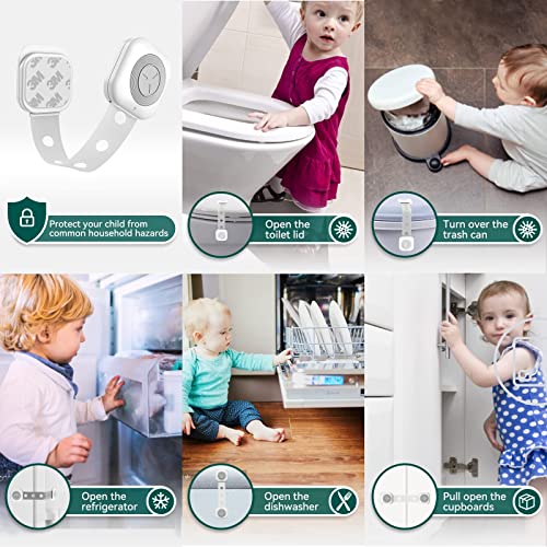 Babelio TAK Cabinet Straps Locks for Babies, 10 Pack Child Proof Safety Locks for Drawers, Baby Proof Latches for Kitchen, Furnitures, Strong Adhesive