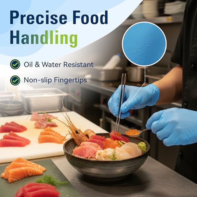 SWIFTLITE Nitrile Gloves, Food Safe Disposable Gloves Latex Free, Blue Rubber Gloves Powder Free for Food Prep, Cooking, Kitchen Cleaning (Small, 100)