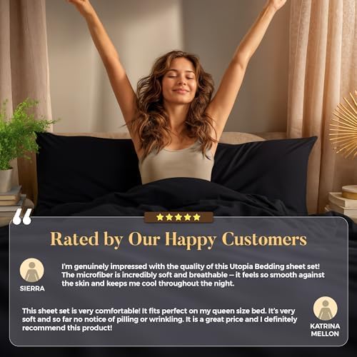 Utopia Bedding Twin Sheet Set - Soft Microfiber Bed Sheets for Twin Size Bed | 3-Piece Set in Black