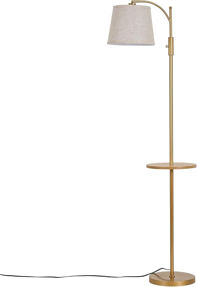AIDENOEY Smart Floor Lamp with Side Table | Stepless Dimming, RGB Multi-Color | Adjustable Swivel Head | Voice Control with Alexa & Google Assistant |Golden Lamp for Living Room,Bedroom,Home Office