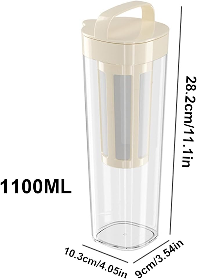 Iced Coffee Maker, Portable Refrigerator Water Bottle, Airtight Cold Brew Iced Coffee Maker Pitcher and Tea Infuser with Spout, Cold Brew Coffee Maker for Home, Cafe, Apartment, Dormitory (A)