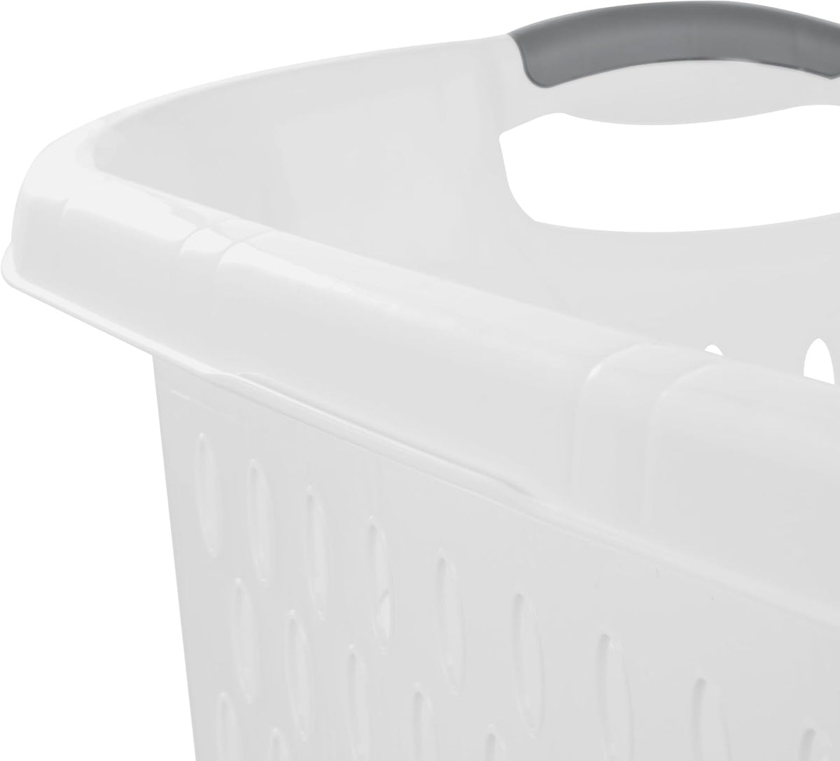 Skiennix Extra Large Plastic Laundry Basket - 2.7 Bushel Capacity with 2 Carry Handles | White