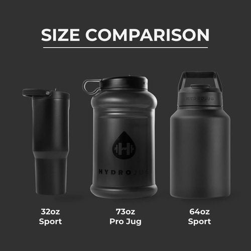 HydroJug Half Gallon Water Bottle - Refillable 73oz Jug With Carry Handle | Leakproof & BPA Free - Black (Pro Jug V2)