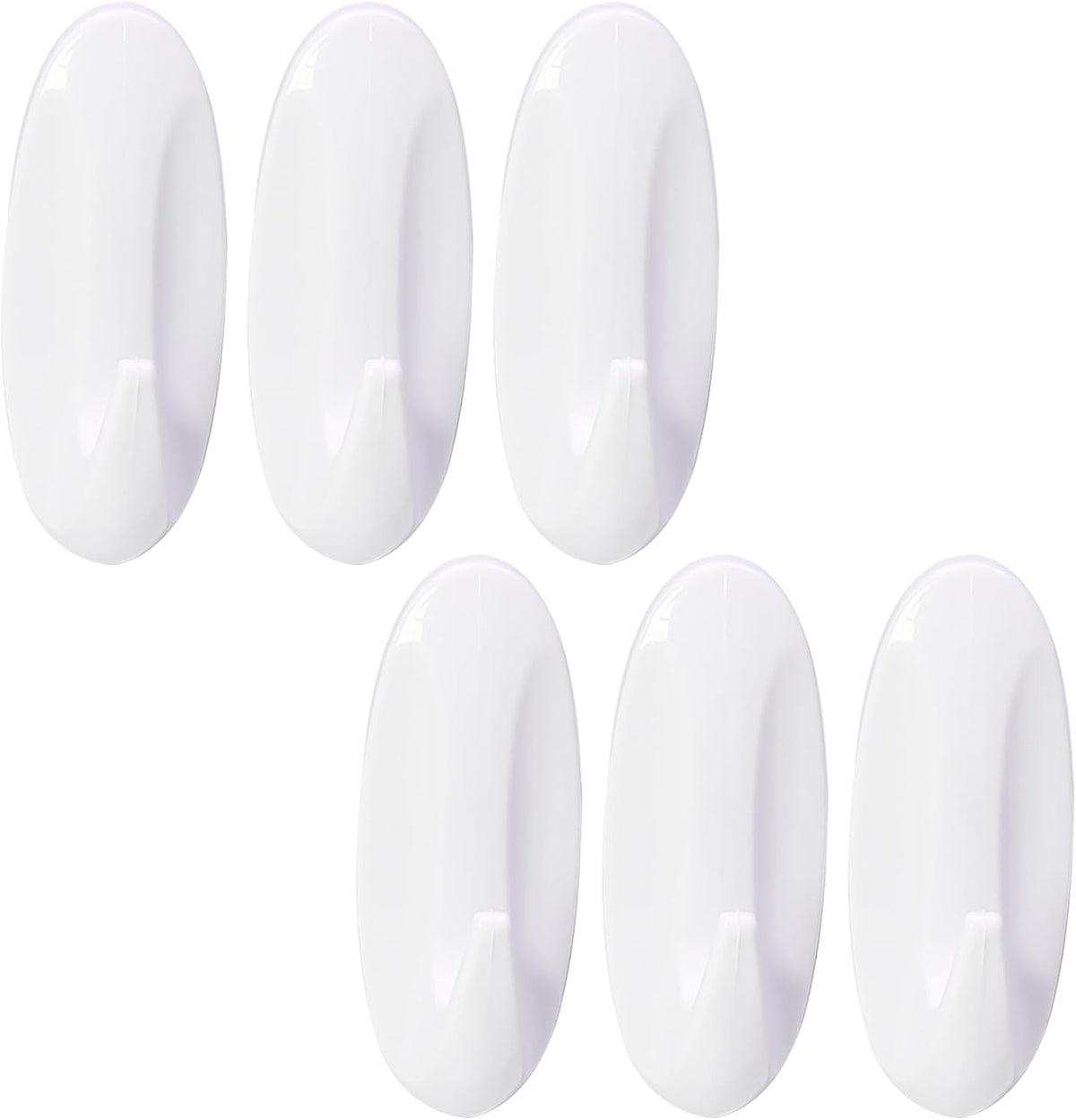 Medium Utility Hooks - 6 Pack, Damage-Free Self-Adhesive Heavy-Duty Hooks for Easy Wall Hanging