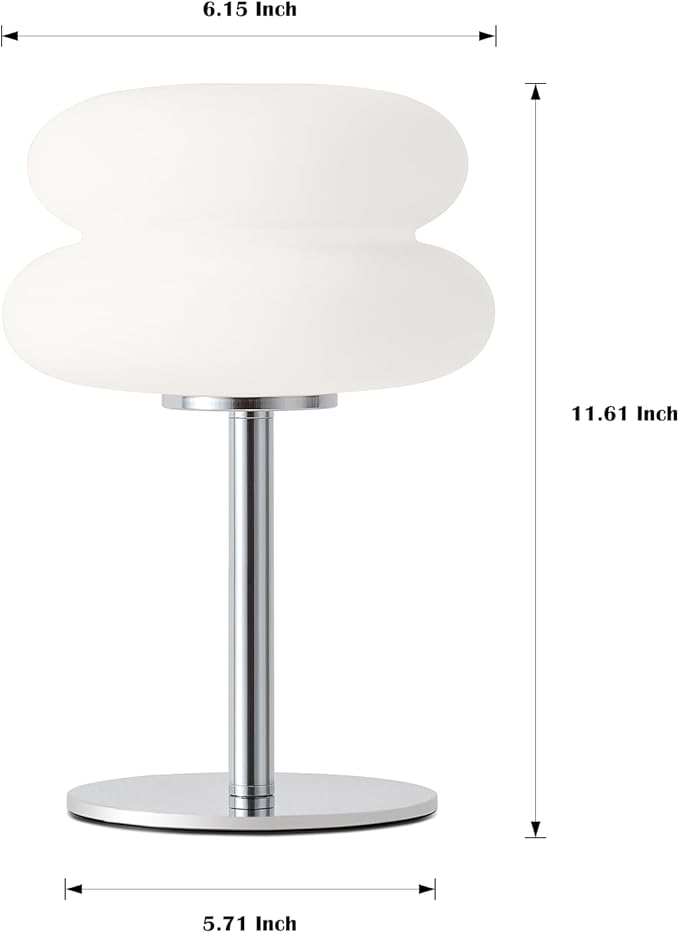 White Mushroom Lamp, Mid Century Modern Lamp for Nightstand, Dimmable Retro Egg Tart Bedside Lamps, Home Decor Ambient Lighting Aesthetic Cute Lamps for Bedroom Living Room (NOT Glass)