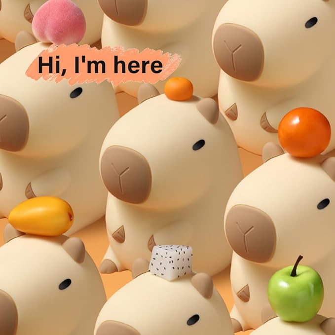 Led Cute Capybara Night Light, Dimmable Nursery Kawaii Lamps, Super Squishy Silicone USB Rechargeable Touch Control Night Lamp for Kids Adults, Used for Camping Party Room Decor (Capybara)…