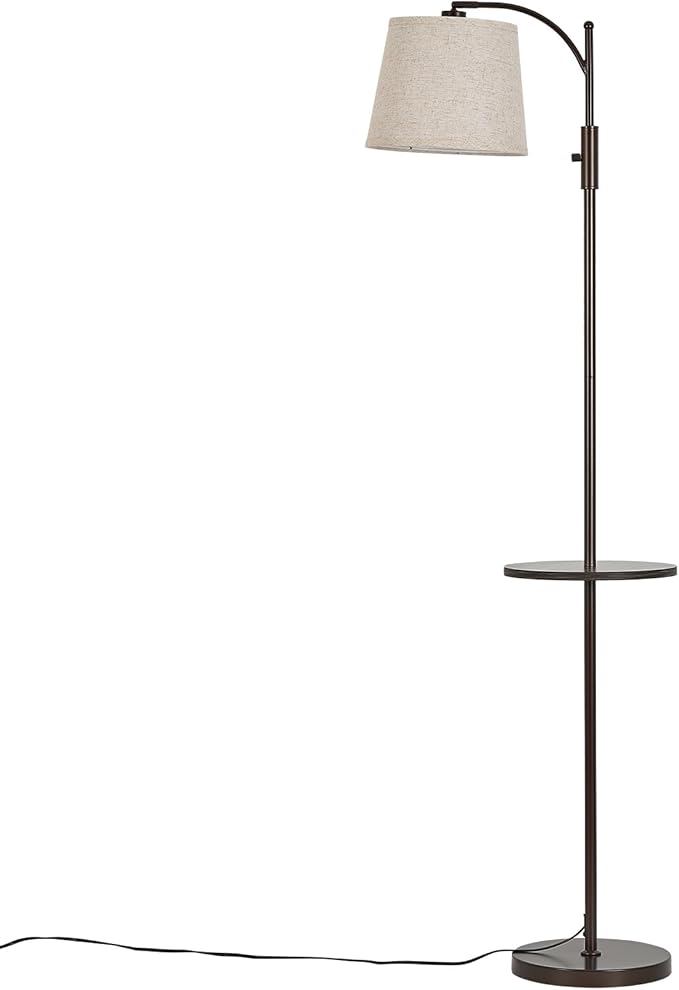AIDENOEY Smart Floor Lamp with Side Table | Stepless Dimming, RGB Multi-Color | Adjustable Swivel Head | Voice Control with Alexa & Google Assistant |Brown Lamp for Living Room,Bedroom,Home Office