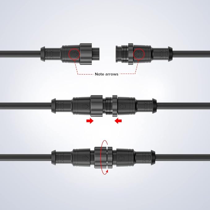 BTF-LIGHTING 9.84FT 2 Pin 18AWG IP67 Extension Cable Wire with Male and Female Connectors for Single Color FCOB COB 5630 5730 5050 etc LED Strip 22mm Metal Nut Big Size Home Lighting Connector