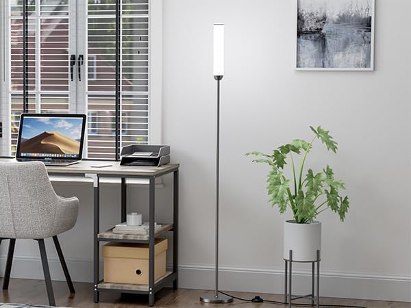 Ambimall LED Floor Lamp with Remote Control, 65" Standing lamp with Stepless Adjustable 3000K-6500K Colors & 30-100% Brightness, Foot Switch(Deep Grey)