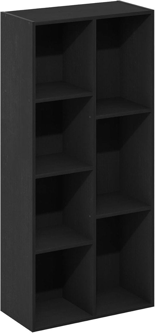 Furinno LUDER 7-Cube Bookshelf - Stylish Open Shelves for Living Room, Bedroom, Home Office | Blackwood Finish, Easy Assembly