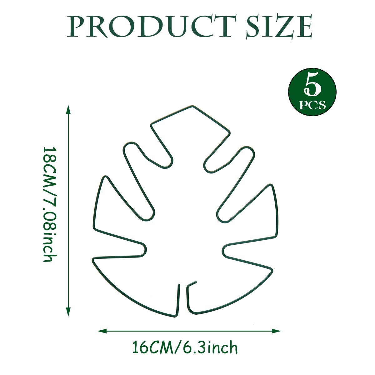 Spiritlele 5 Pcs Green Plant Stem Support Holder Set Monstera Plant Support Clamp Growth Accessories for Indoor Plants Big