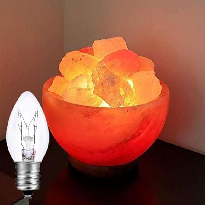 C7 15W E12 Bulbs, Replacement Bulb for Himalayan Salt Lamps/Night Lights,Dimmable 2200K Clear,120V Incandescent Candle Bulbs (6-Pack)