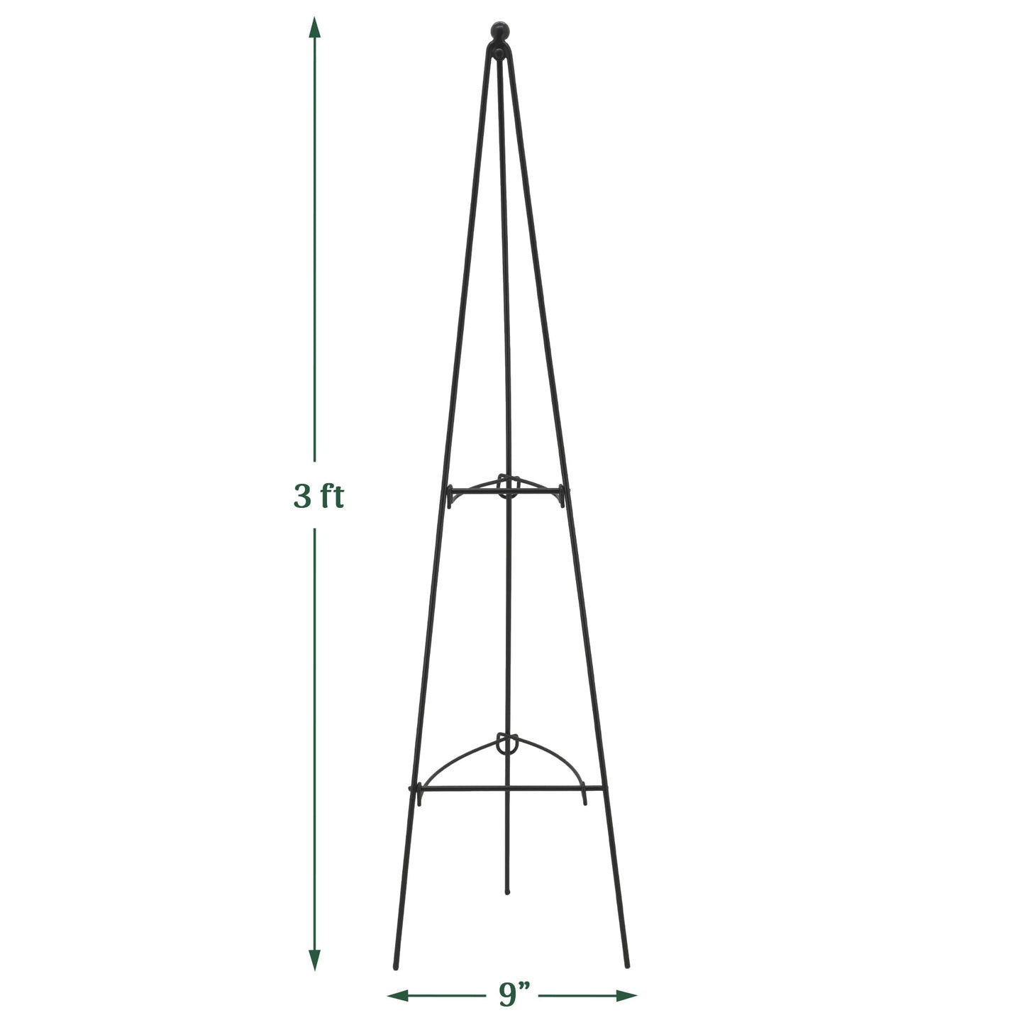 Arcadia Garden Products – No Assembly Required – 3 ft Folding Metal Obelisk Trellis for Climbing Plants – Plastic-Coated Grow Support for Indoor Outdoor Flowers, Vegetables, Vines, Ivy