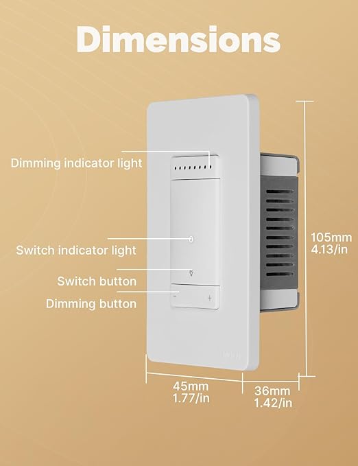 MOES 3 Way Smart Star Ring Dimmer Switch, 2.4GHz WiFi Dimmable Light Switch,Neutral Wire Required, Smart Life APP Remote Control, Works with Alexa & Google Assistant, Timer & Schedule White 1 Gang