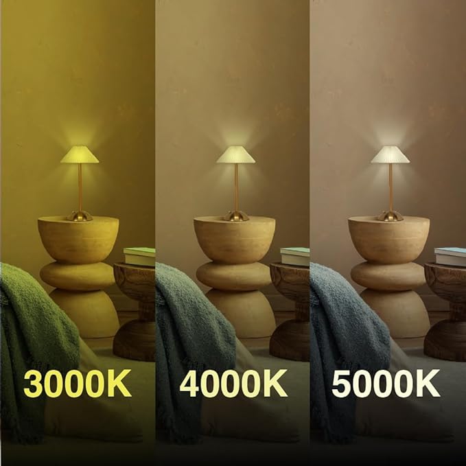 LEDVANCE Sylvania Cordless Lamp, LED Rechargeable Table Lamp with Battery Operated, USB-C, 3 Color Temperatures (3000/4000/5000K), Dimmable, Bedroom, Night Light, Coffee Shop, Brass - 1 Pack (66874)