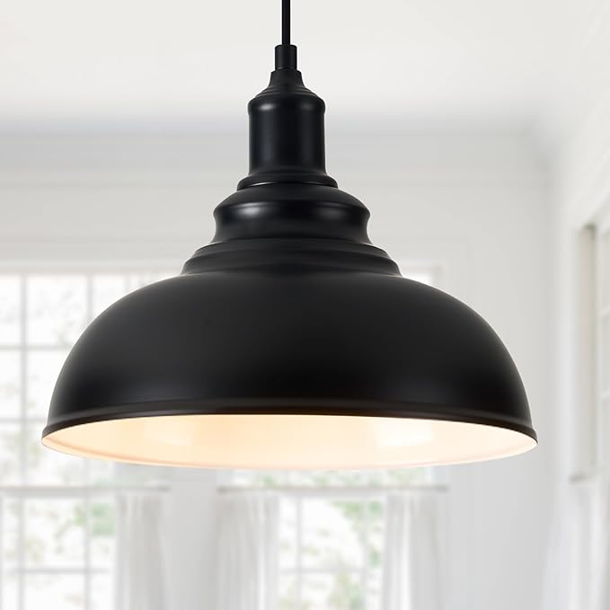 2 Pack Farmhouse Pendant Light Black Pendant Lights Kitchen Island Industrial Adjustable Hanging Barn Lamp Pendant Lighting Over Island Sink Light Fixtures