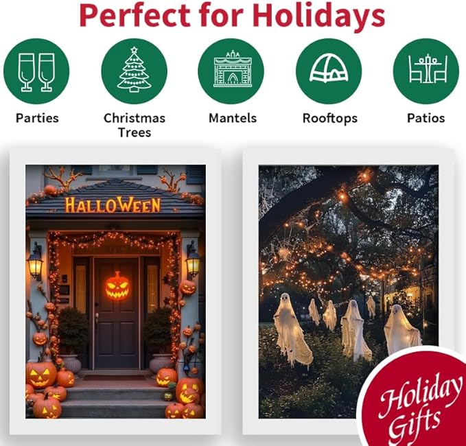 Orange Halloween Lights Battery Operated,6PK18Ft 50 LED Mini String with Timer 8 Modes Twinkle Light Outdoor Waterproof for Tree Garland Decor