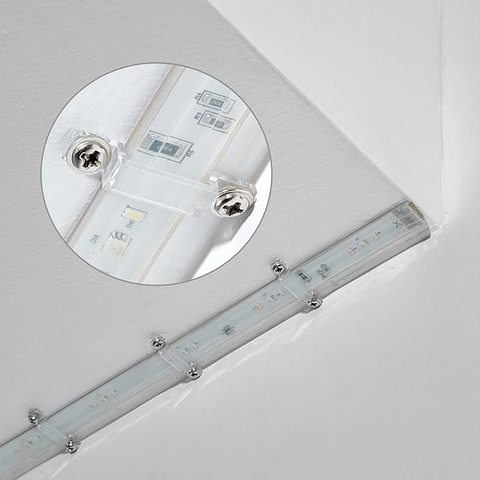MMSD 100 Pack LED Strip Light mounting Brackets led Clips for Outdoor RGBIC LED Strip Light Clips with 202 Screws Suit for 13-14mm Wide IP67/68 Waterproof Strip Lights