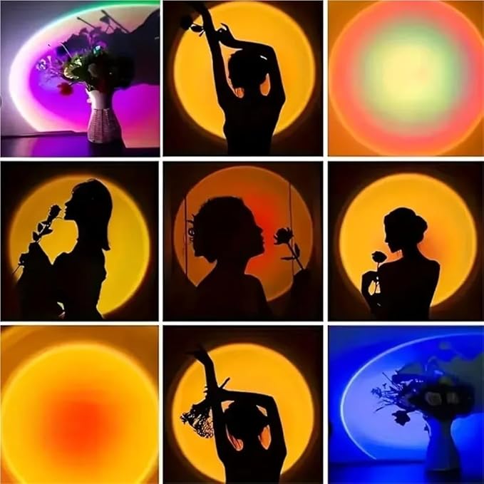 1pc Vibrant Sunset Projection Light - 16-Color Spectrum, USB Remote Control, Dynamic Color Changing LED Light - Creates Warm HOM