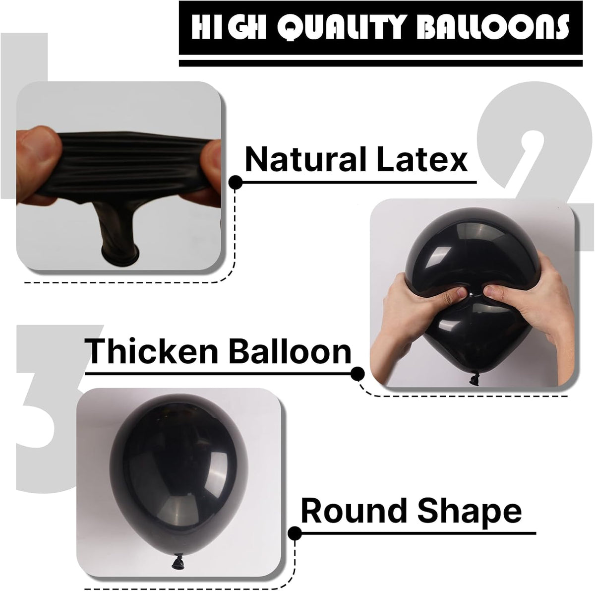 PartyWoo Black Balloons - 128-Piece Arch Kit with Various Sizes for Baby Showers & Parties | 5-18 Inch