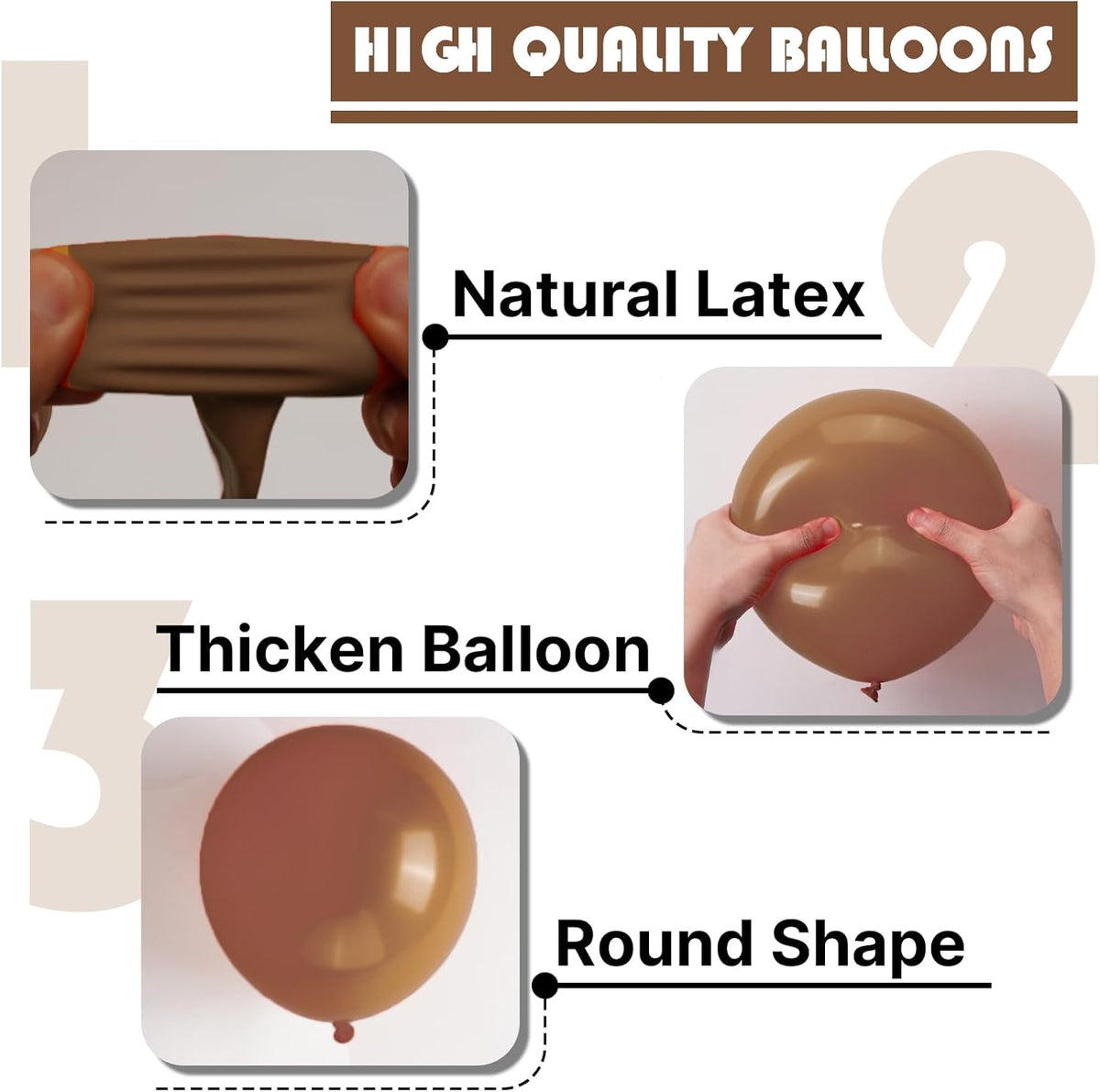 PartyWoo Brown Balloons - 100 Pcs Boho Neutral Coffee Arch Kit | 5-18 Inch Sizes for Weddings & Celebrations