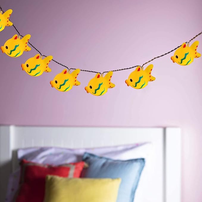 Fish String Lights 5.4FT 10LEDs Spotted Fishes Grouper Fairy Lights for Beach Party Bedroom Camping Decoration