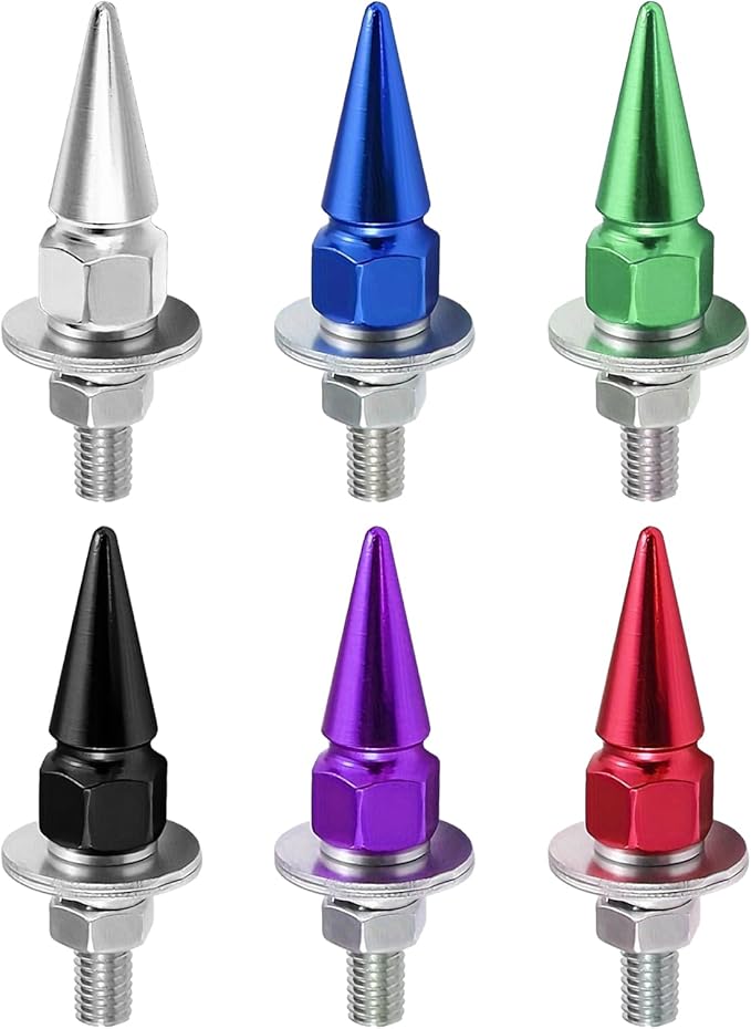 4 PCS License Plate Screws, Spike Anti Theft Motorcycle License Plate Screws Bolts Set, Aluminum Security Fasteners Kit for Car Truck Motorcycle Plate Frames, Car Decorative Accessories (Blue)