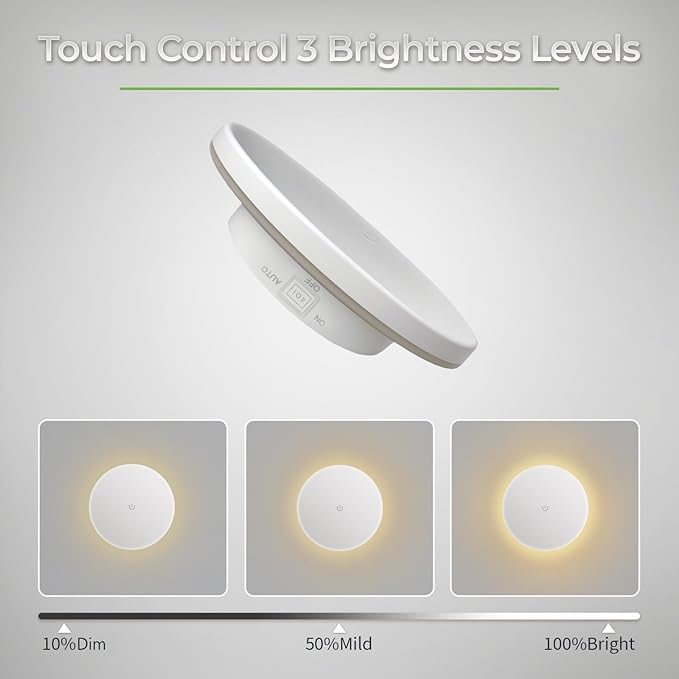 Indoor Backlit Wall Sconce, Dusk to Dawn Motion Sensor Wireless Adjustable Brightness 2000mAh Rechargeable Night Light, White