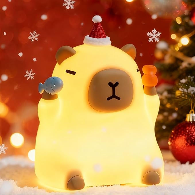 Capybara Night Light for Kids, Capybara Squishy Lamp, 3 Level Dimmable Nursery Nightlight with Timer, Rechargeable Cute Animal Night Light for Baby, Bedroom Decor