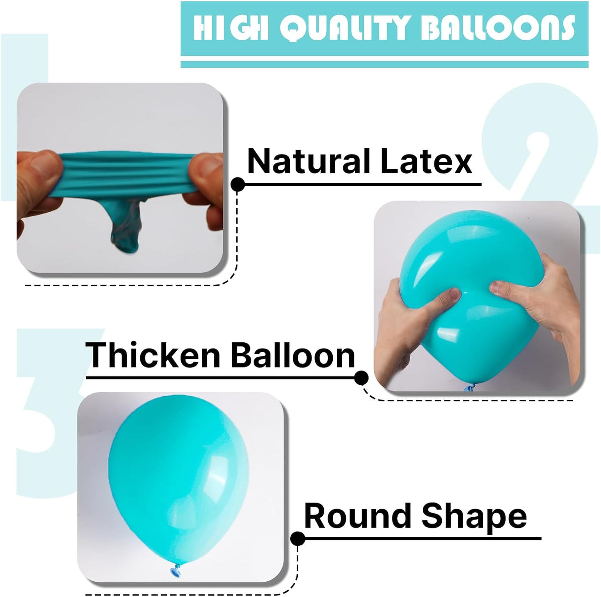 PartyWoo Teal Balloons - 100 Pcs Assorted Sizes (5" to 36") for Stunning Balloon Garlands & Arches