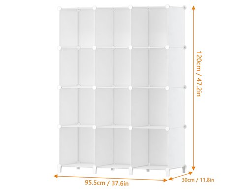 HOMIDEC Closet Organizer, 12-Cube Closet Organizers and Storage, Portable Closet Shelves, Clothing Storage (White)