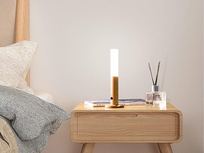Motion Sensor Night Light, Motion Activated Night Light,Wall Lights Battery Operated,Rechargeable Wall Lights,Suitable for Kids Bathroom,Corridors, Closet ,Stairs (White Ash Wood 1PC)
