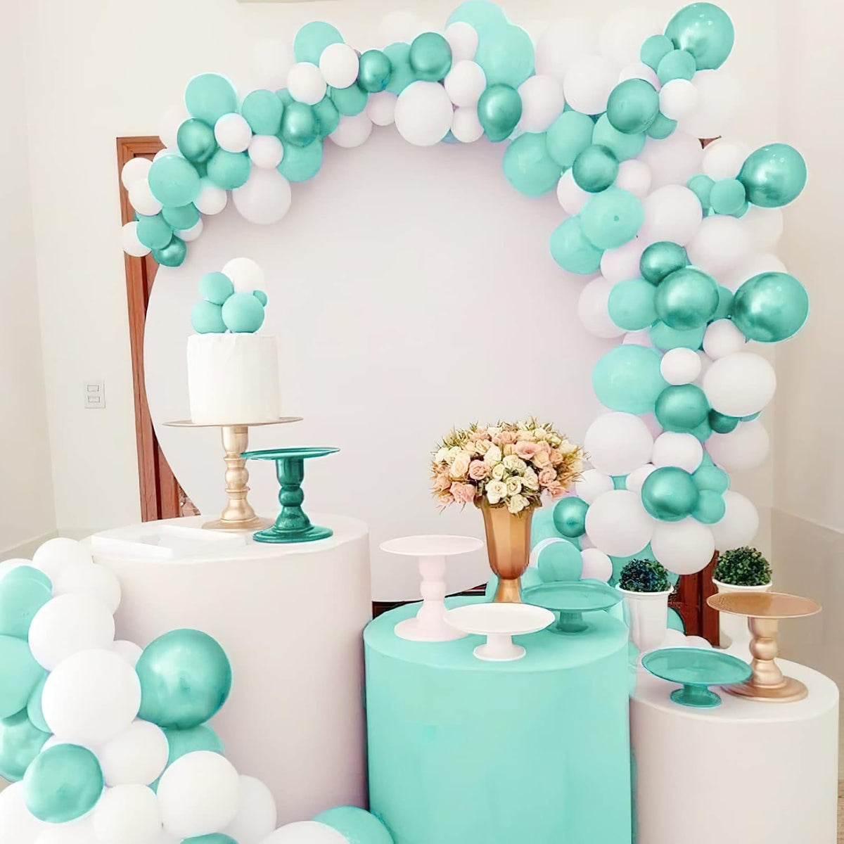 PartyWoo Teal Balloons - 100pcs 5-Inch Turquoise Latex Balloons for Baby Showers & Celebrations