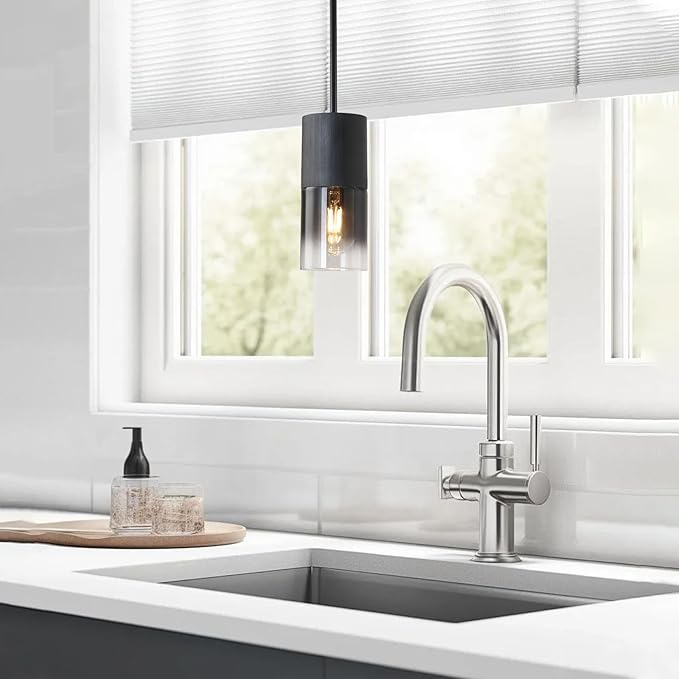 Modern Black Pendant Lights with Downrods, 2 Pack