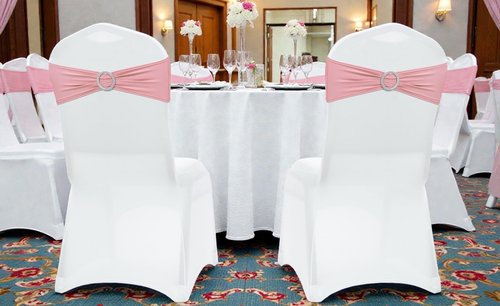 MDS Spandex Chair Sashes - Pack of 250 Elastic Stretch Bands with Buckle Slider Bow | Dusty Rose