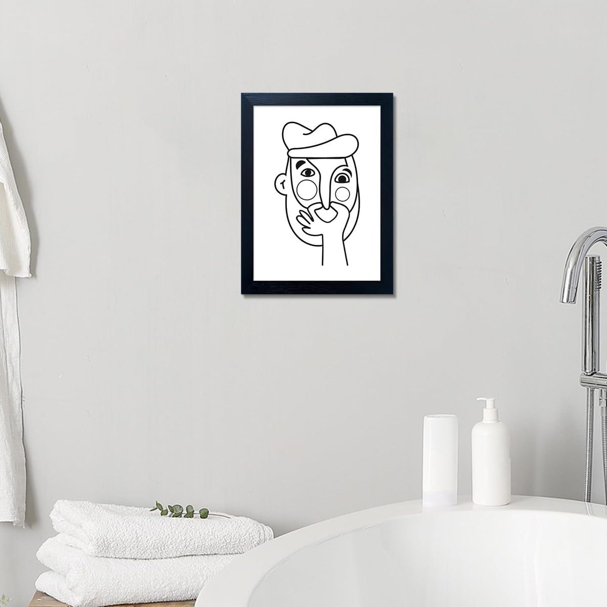 Regine Switzerland Funny Bathroom Wall Art - Modern Minimalist Canvas Print | Black & White Decor