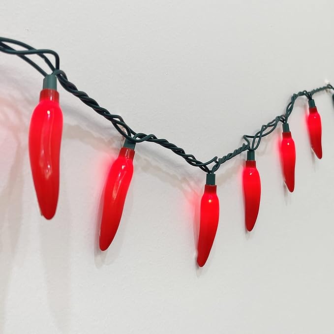 Red Chili Pepper Lights, 13.6Ft Christmas Decorations String Lights with 35 Red Chili Pepper Lights for Mexican Fiesta Indoor Party Kitchen Patio Bedroom Decorations, Green Wire