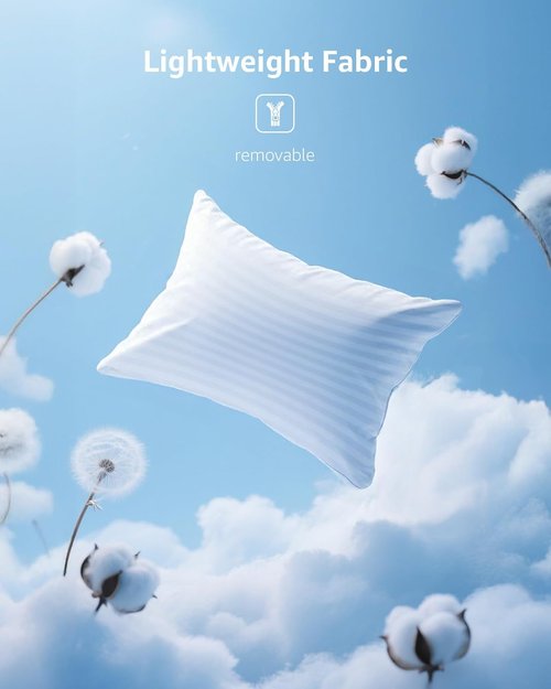 Itartshion® Water Pillow - 100% Cotton, 500 Thread Count, Adjustable & Ultra-Soft for Neck Pain Relief | Ideal for All Sleep Positions (Narrow Stripe)