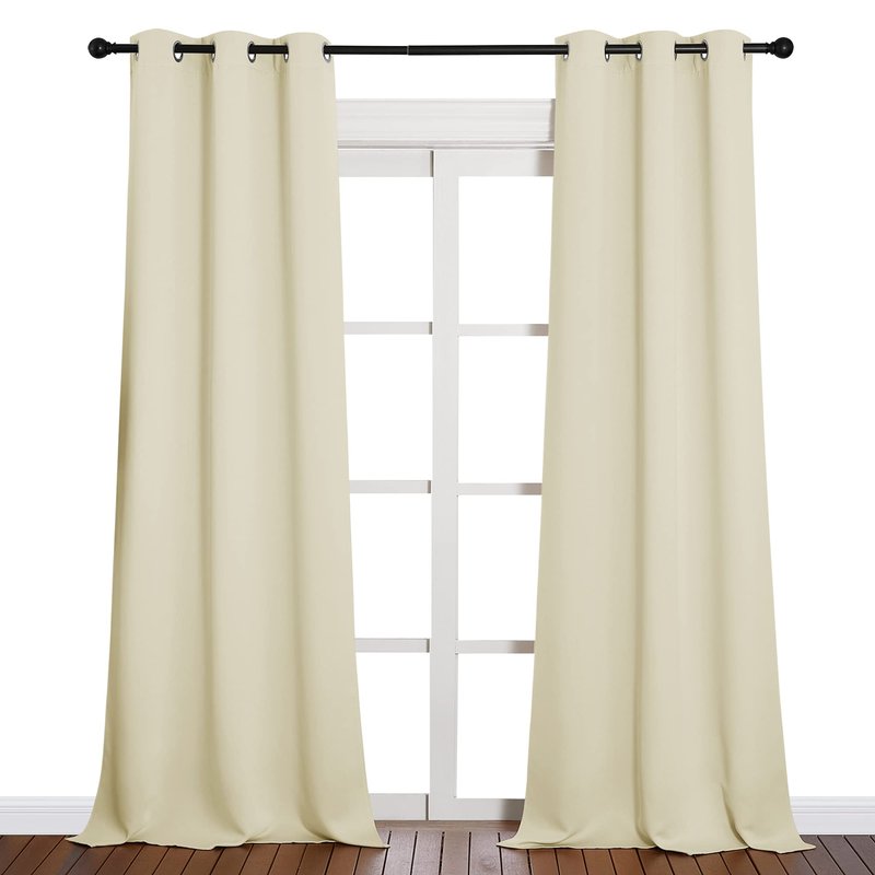NICETOWN Room Darkening Curtain Panels - Baby Room Curtains 90 inches Long, Privacy Draperies (Beige, 42 inch Width, 2 Panels)