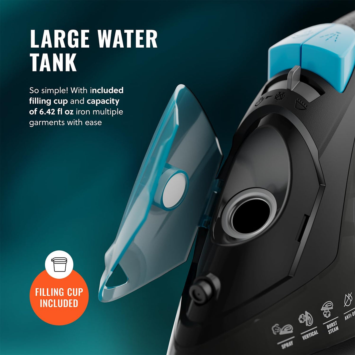 PurSteam Professional Steam Iron - 1250W Power with Burst of Steam & Spray | Non-Stick Soleplate, Easy Control