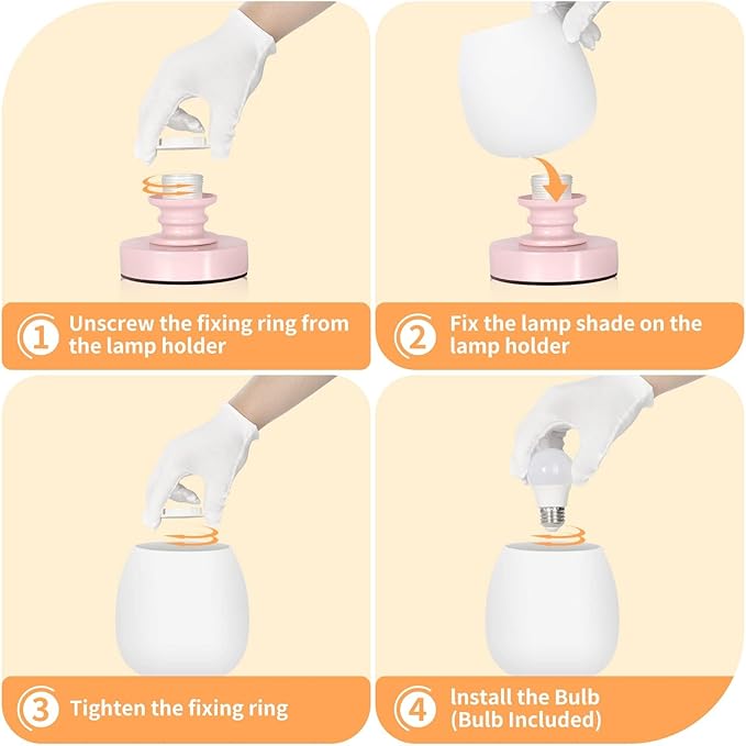 Small LED Table Lamp for Bedroom, 2 Sets Glass Desk Light, 3CCT Bulb Included Pink