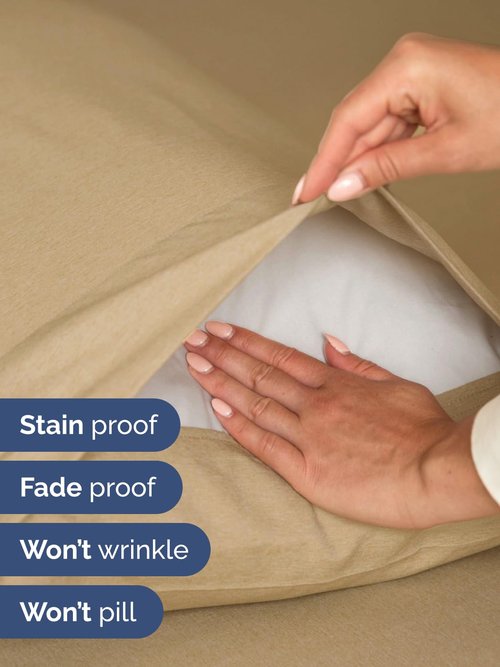 Extra Deep Queen Sheet Set - 6 Piece Breathable and Cooling Sheets - Hotel Luxury Bedding for Women, Men, Kids & Teens - Easy & Secure Fit - Soft and Wrinkle Free - Extra Deep Pockets - Heathered Tan